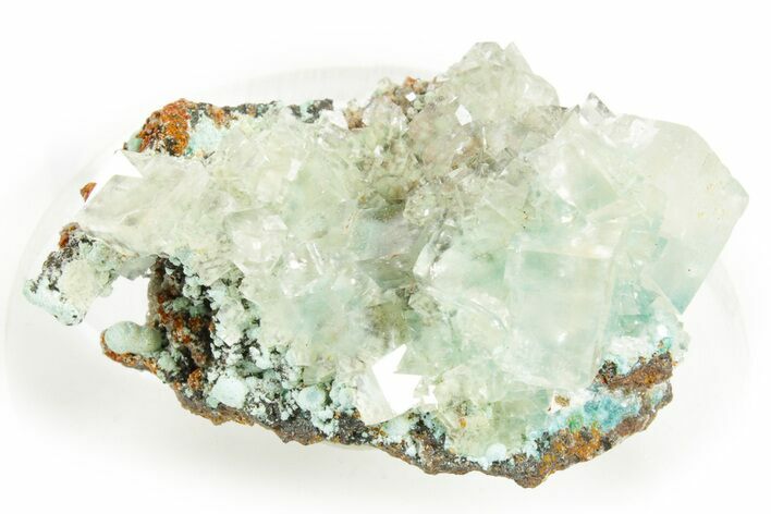 Teal Blue Rosasite with Rhombohedral Calcite Crystals - Mexico #371837